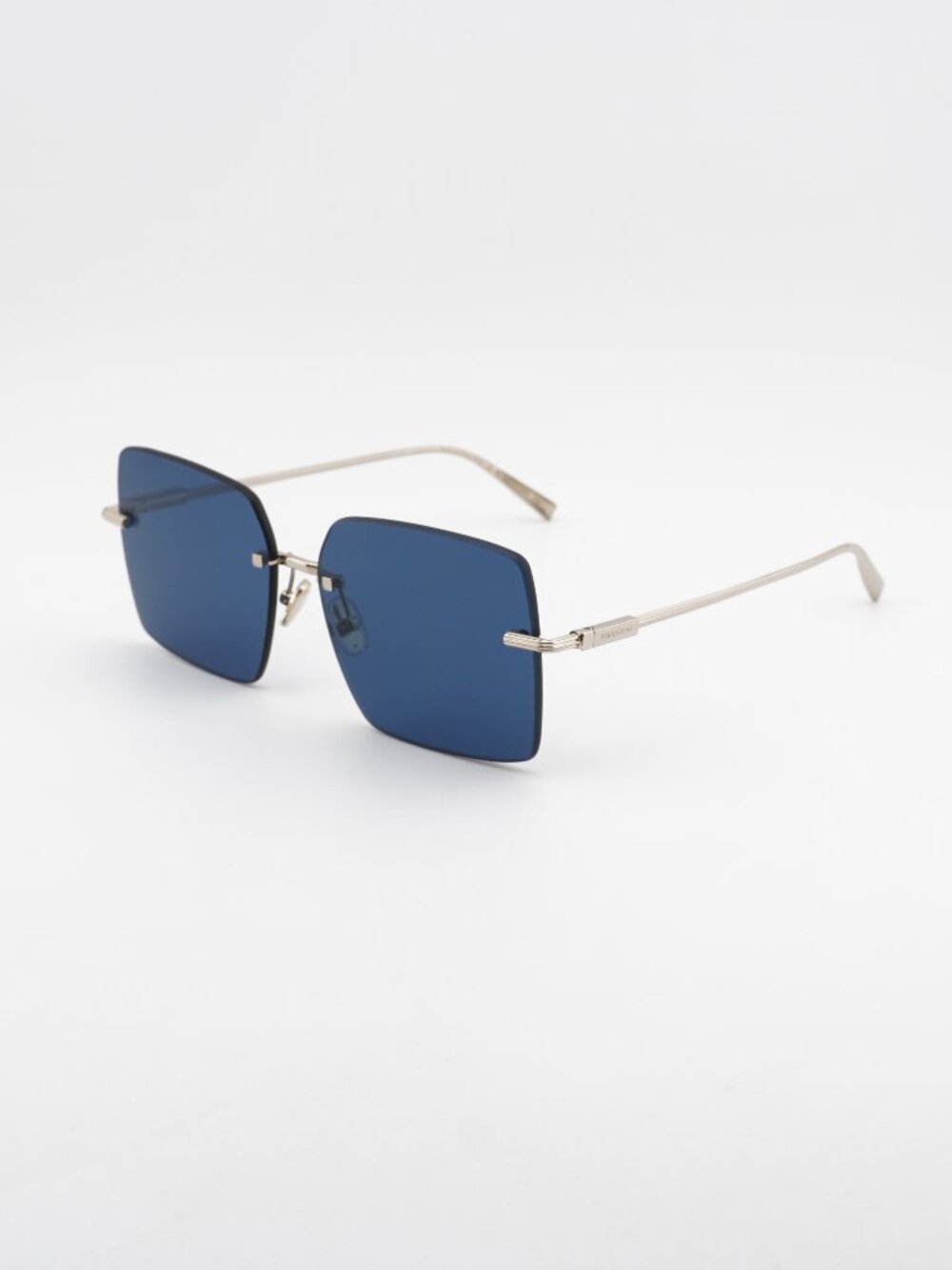 Salvatore Ferragamo SF311S 743 Sunglasses Gold Square Frame, Blue Lenses